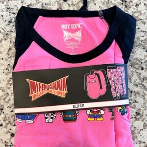 Hot Topic Pink and Black Pajama Set
